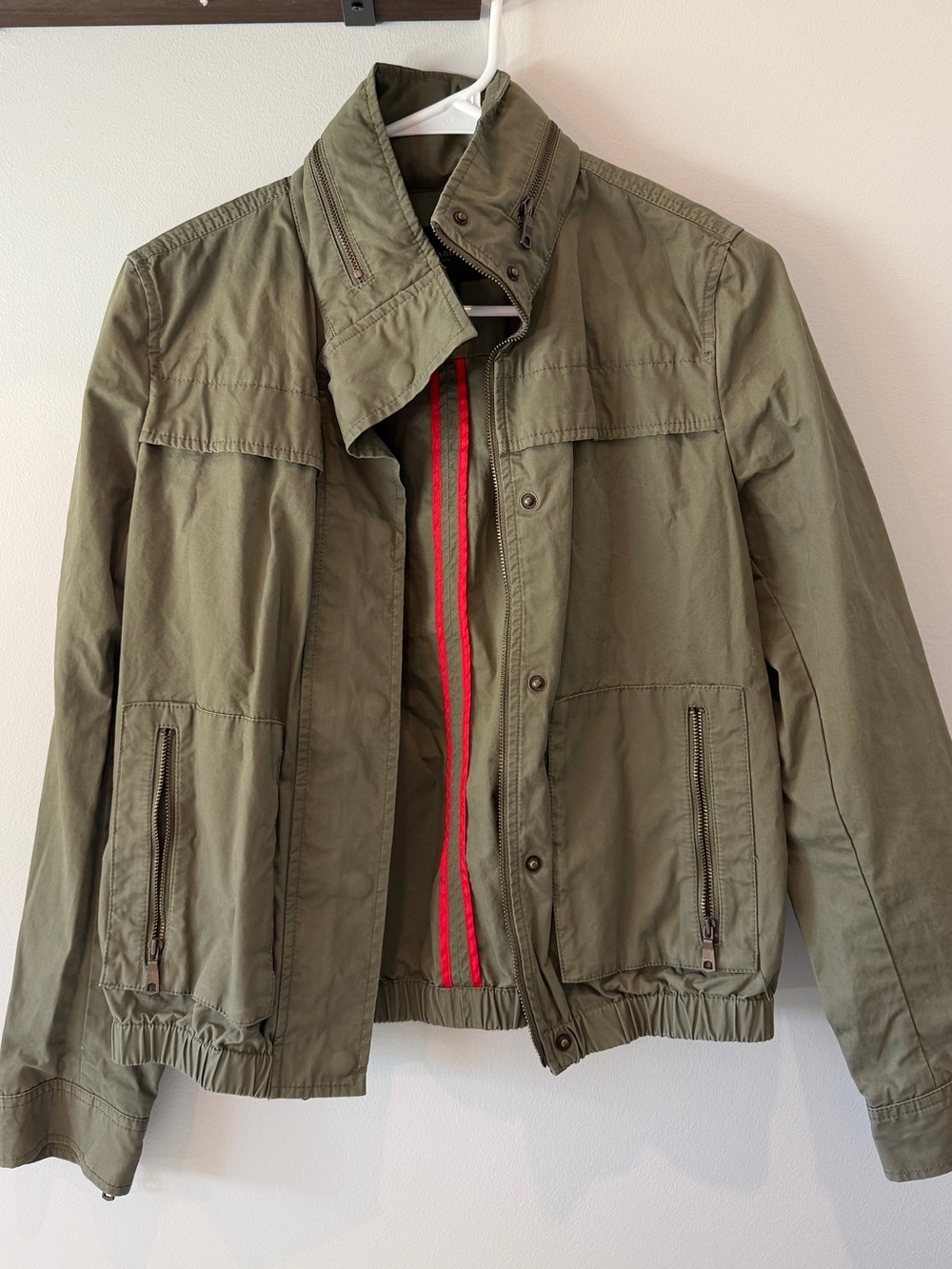 Olive Green Banana Republic Women’s Casual Bomber Jacket
